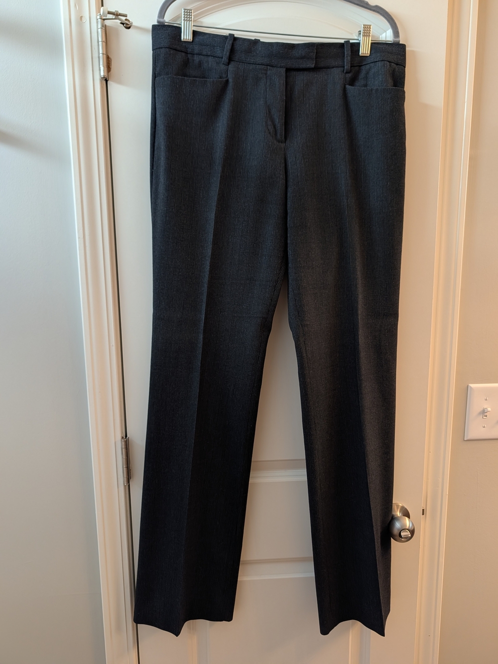 GAP Women's Glen Plaid Charcoal Modern Boot Trousers